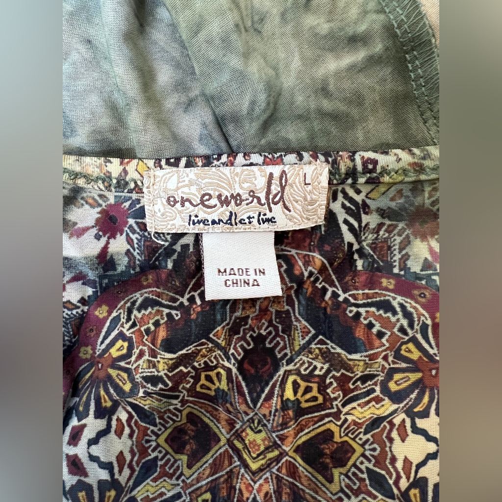 One World Nwot Multicolor Patterned Garment — image 5 of 5